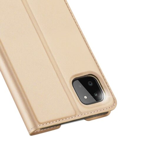 Samsung A22 5G kunstnahast kaaned kaarditaskuga DUX DUCIS Skin Pro kuldne 2