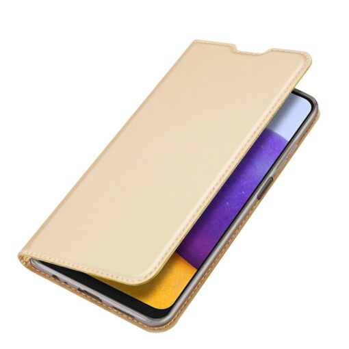 Samsung A22 5G kunstnahast kaaned kaarditaskuga DUX DUCIS Skin Pro kuldne 3