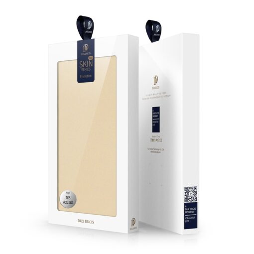 Samsung A22 5G kunstnahast kaaned kaarditaskuga DUX DUCIS Skin Pro kuldne 5