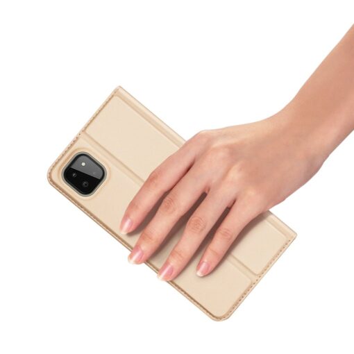 Samsung A22 5G kunstnahast kaaned kaarditaskuga DUX DUCIS Skin Pro kuldne 6