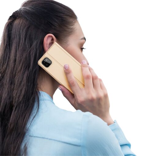 Samsung A22 5G kunstnahast kaaned kaarditaskuga DUX DUCIS Skin Pro kuldne 8