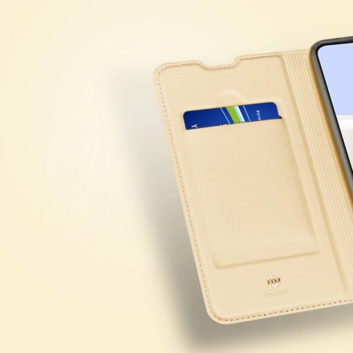 Samsung A22 5G kunstnahast kaaned kaarditaskuga DUX DUCIS Skin Pro kuldne 9