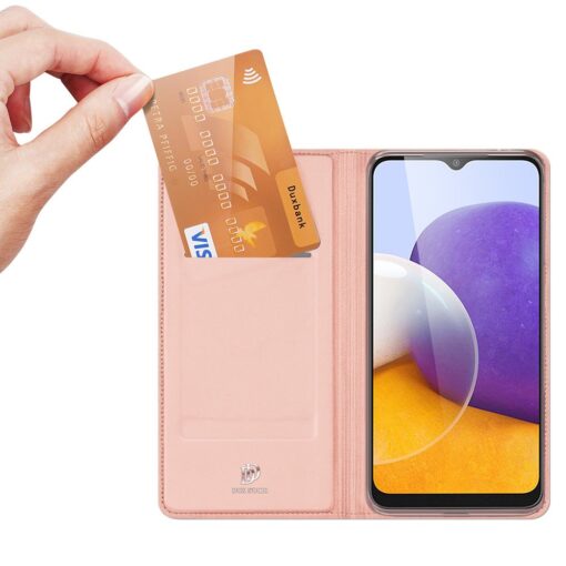 Samsung A22 5G kunstnahast kaaned kaarditaskuga DUX DUCIS Skin Pro roosa 1