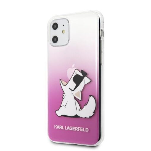 iPhone 11 umbris KARL LAGERFELD plastikust taguse ja silikoonist raamiga Choupette Fun KLHCN61CFNRCPI roosa 1