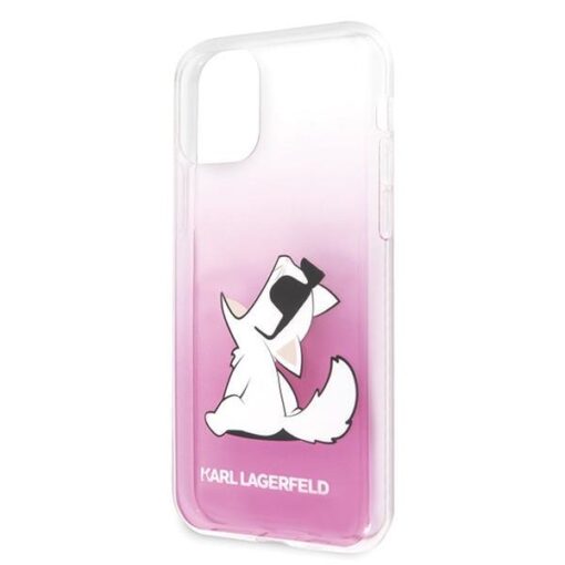 iPhone 11 umbris KARL LAGERFELD plastikust taguse ja silikoonist raamiga Choupette Fun KLHCN61CFNRCPI roosa 2