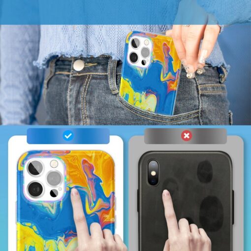iPhone 12 12 PRO umbris silikoonist Kingxbar Watercolor kollane sinine 2