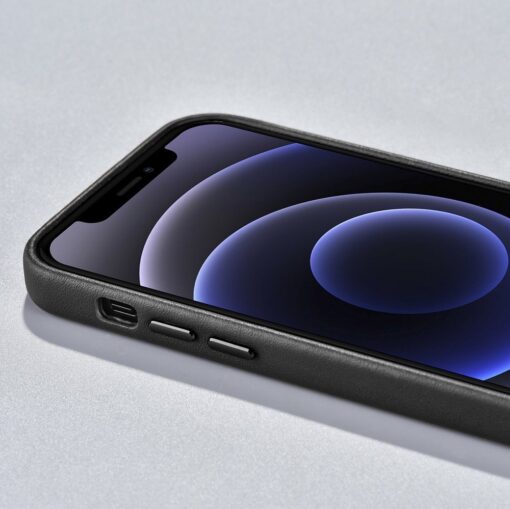 iPhone 12 12 Pro umbris MagSafe naturaalsest nahast must 9