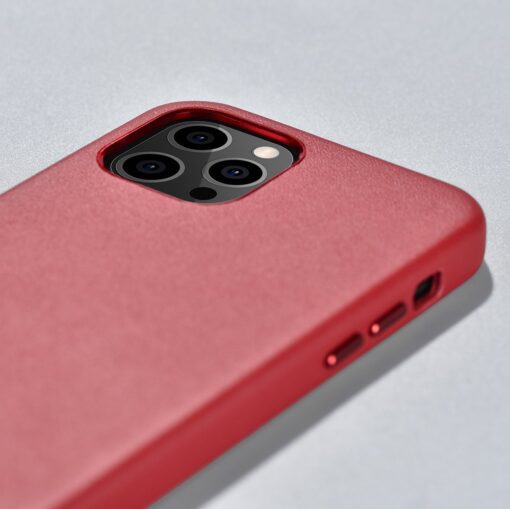 iPhone 12 12 Pro umbris MagSafe naturaalsest nahast punane 10