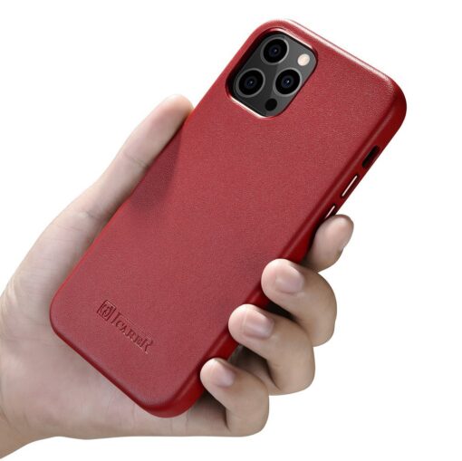 iPhone 12 12 Pro umbris MagSafe naturaalsest nahast punane 11