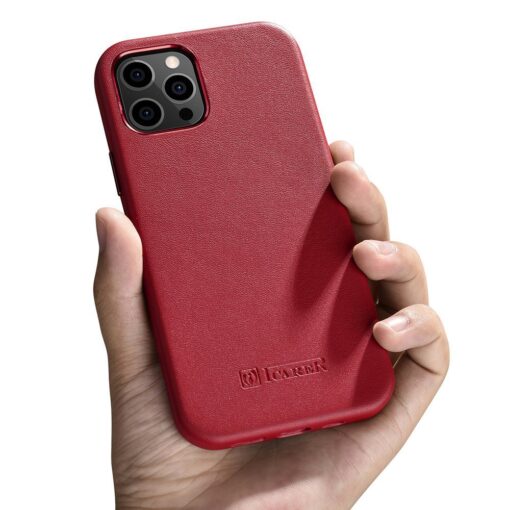 iPhone 12 12 Pro umbris MagSafe naturaalsest nahast punane 12