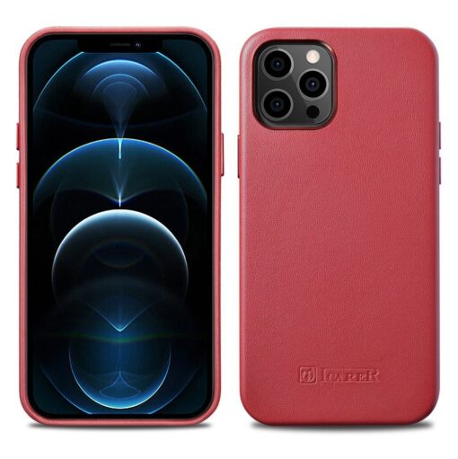 iPhone 12 12 Pro umbris MagSafe naturaalsest nahast punane 13