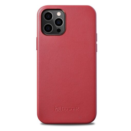 iPhone 12 12 Pro umbris MagSafe naturaalsest nahast punane