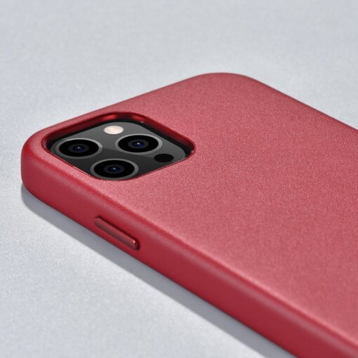 iPhone 12 12 Pro umbris MagSafe naturaalsest nahast punane 8