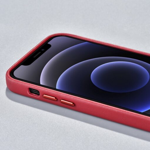 iPhone 12 12 Pro umbris MagSafe naturaalsest nahast punane 9