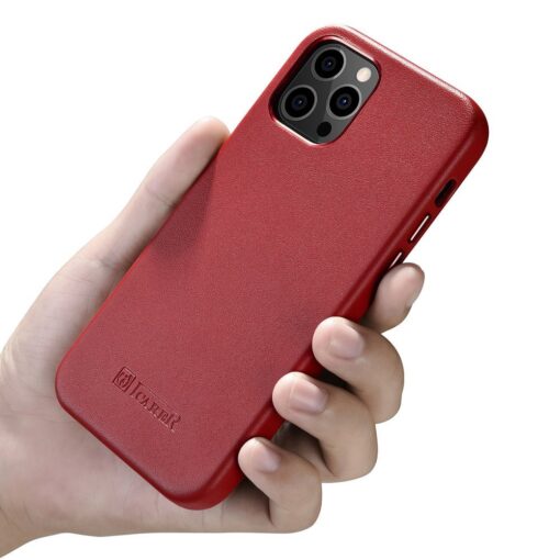 iPhone 12 PRO MAX umbris MagSafe naturaalsest nahast punane 11