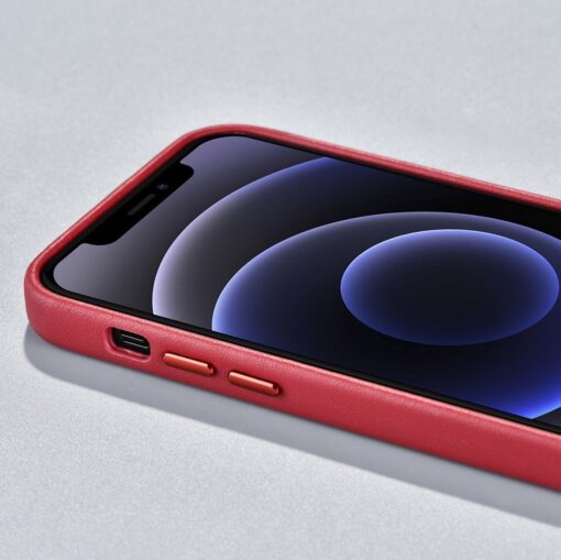 iPhone 12 PRO MAX umbris MagSafe naturaalsest nahast punane 9