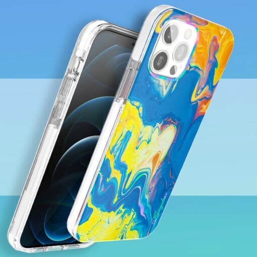 iPhone 12 PRO MAX umbris silikoonist Kingxbar Watercolor kollane sinine 4