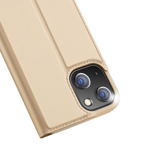 iPhone 13 MINI kunstnahast kaaned kaarditaskuga DUX DUCIS Skin Pro kuldne 2