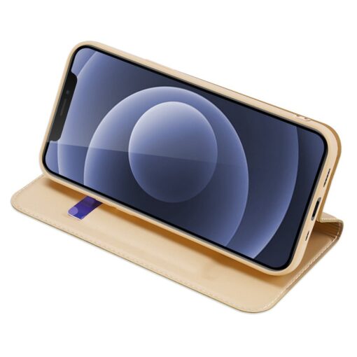 iPhone 13 MINI kunstnahast kaaned kaarditaskuga DUX DUCIS Skin Pro kuldne 3