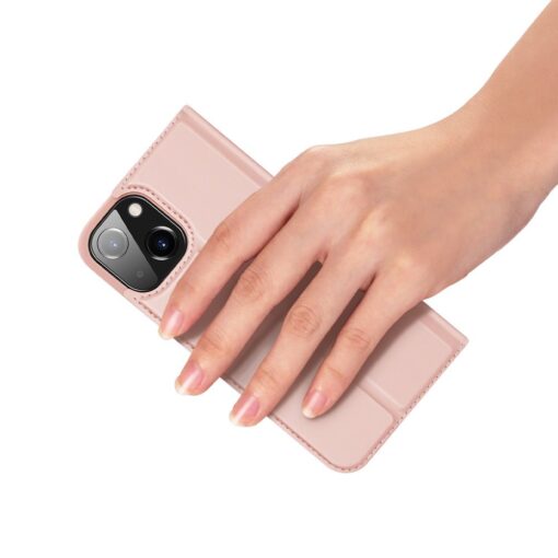 iPhone 13 MINI kunstnahast kaaned kaarditaskuga DUX DUCIS Skin Pro roosa 6