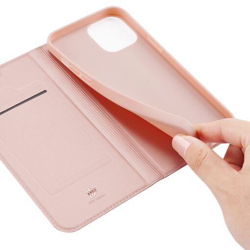 iPhone 13 MINI kunstnahast kaaned kaarditaskuga DUX DUCIS Skin Pro roosa 7