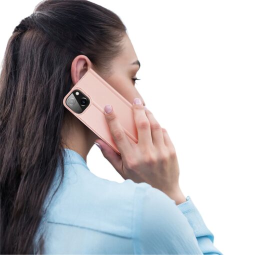 iPhone 13 MINI kunstnahast kaaned kaarditaskuga DUX DUCIS Skin Pro roosa 8