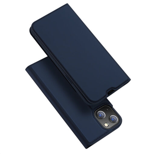 iPhone 13 MINI kunstnahast kaaned kaarditaskuga DUX DUCIS Skin Pro sinine
