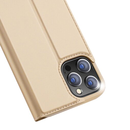 iPhone 13 PRO MAX kunstnahast kaaned kaarditaskuga DUX DUCIS Skin Pro kuldne 2