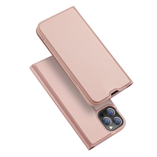 iPhone 13 PRO MAX kunstnahast kaaned kaarditaskuga DUX DUCIS Skin Pro roosa