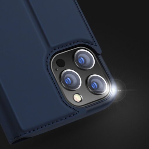 iPhone 13 PRO MAX kunstnahast kaaned kaarditaskuga DUX DUCIS Skin Pro sinine 17