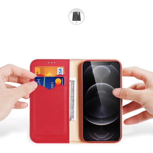 iPhone 13 PRO MAX nahast raamatkaaned Dux Ducis Hivo punane 1