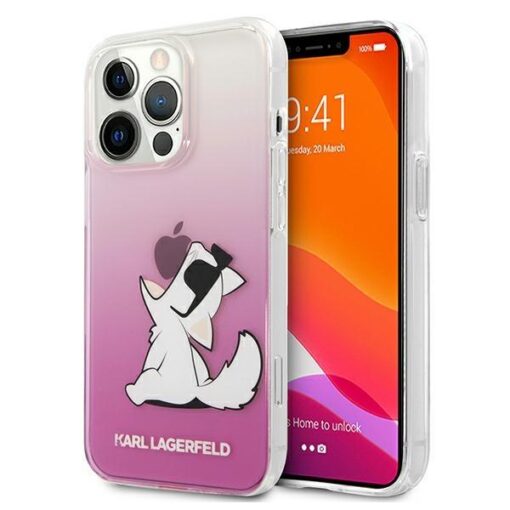 iPhone 13 PRO MAX umbris KARL LAGERFELD plastikust taguse ja silikoonist raamiga Choupette Fun KLHCP13XCFNRCPI roosa