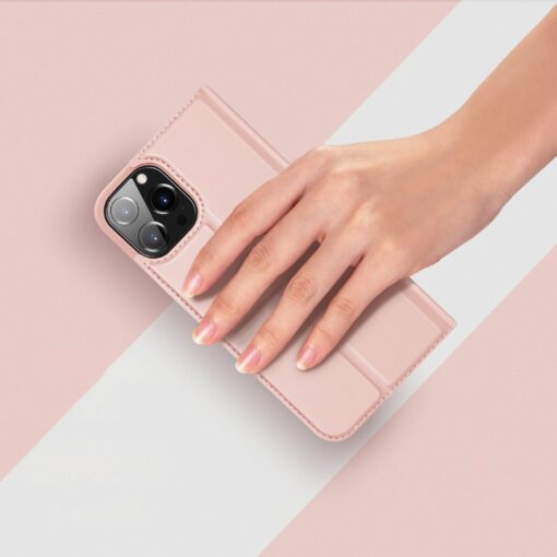 iPhone 13 PRO kunstnahast kaaned kaarditaskuga DUX DUCIS Skin Pro roosa 12