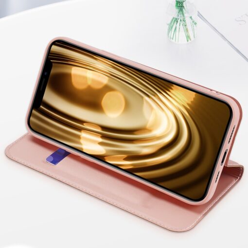 iPhone 13 PRO kunstnahast kaaned kaarditaskuga DUX DUCIS Skin Pro roosa 19