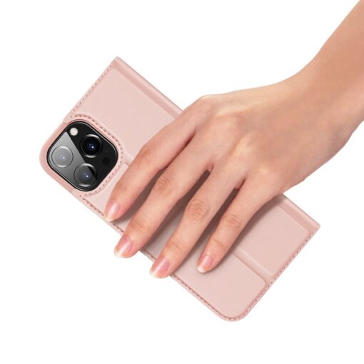 iPhone 13 PRO kunstnahast kaaned kaarditaskuga DUX DUCIS Skin Pro roosa 6