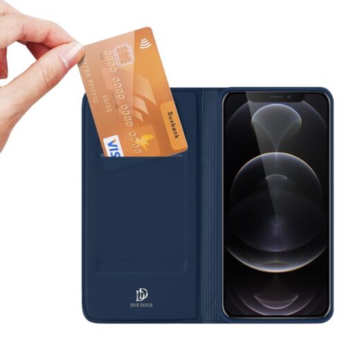 iPhone 13 PRO kunstnahast kaaned kaarditaskuga DUX DUCIS Skin Pro sinine 1