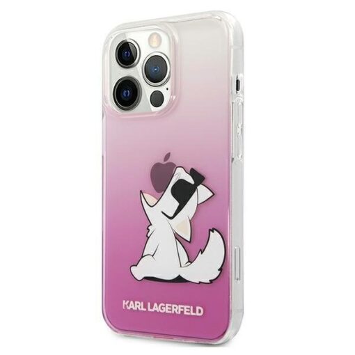 iPhone 13 PRO umbris KARL LAGERFELD plastikust taguse ja silikoonist raamiga Choupette Fun KLHCP13LCFNRCPI roosa 1
