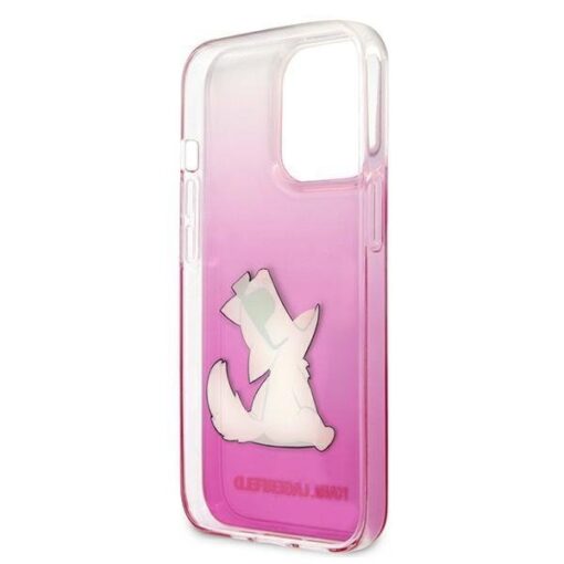 iPhone 13 PRO umbris KARL LAGERFELD plastikust taguse ja silikoonist raamiga Choupette Fun KLHCP13LCFNRCPI roosa 6