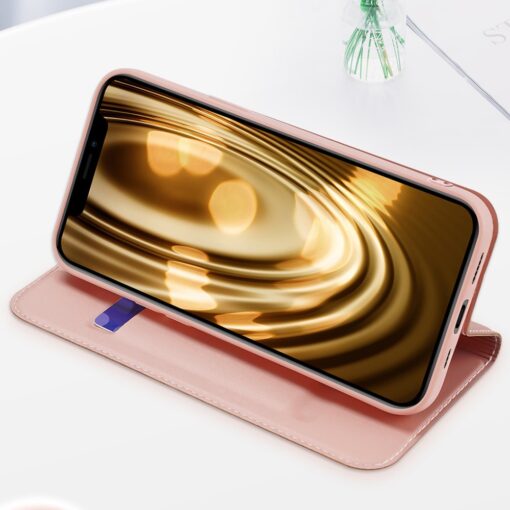 iPhone 13 kunstnahast kaaned kaarditaskuga DUX DUCIS Skin Pro roosa 19