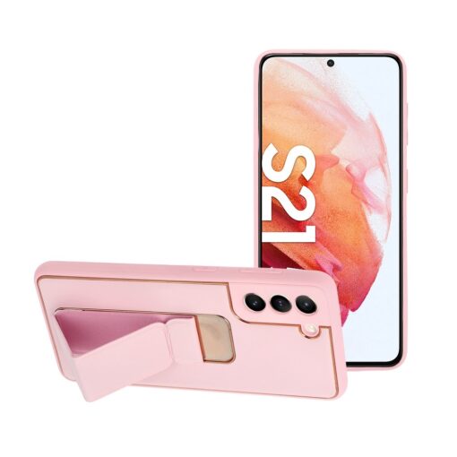 Samsung S21 umbris kickstand kunstnahast roosa