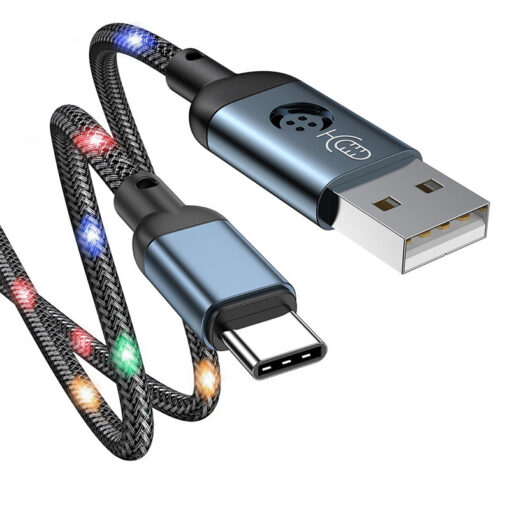 USB C to USB vilkuvate tuledega laadimisjuhe 3