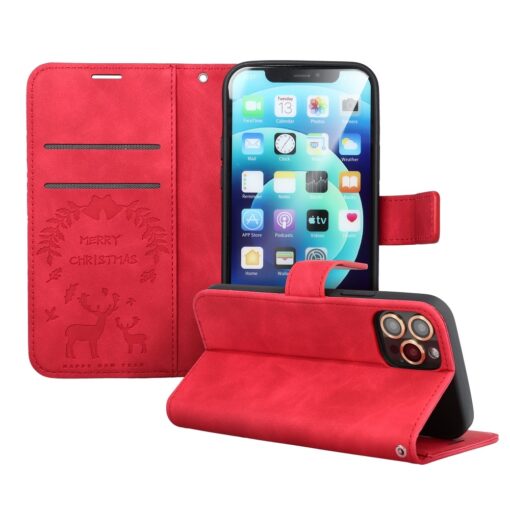 iPhone 12 12 PRO kaaned kunstnahast kaarditaskuga MEZZO pohjapoder punane 4