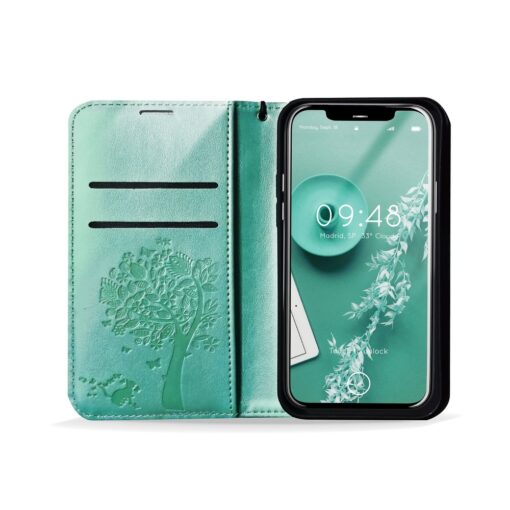 iPhone 12 12 PRO kaaned kunstnahast kaarditaskuga MEZZO puu roheline 5