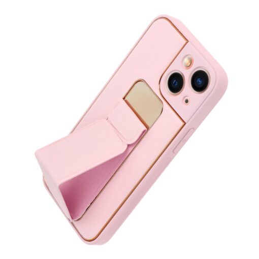 iPhone 13 MINI umbris kickstand kunstnahast roosa 2