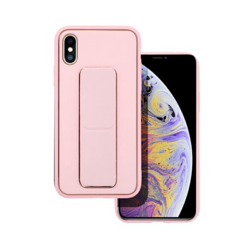 iPhone XXS umbris kickstand kunstnahast roosa 1