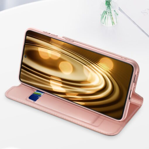 Samsung S21 FE kunstnahast kaaned kaarditaskuga DUX DUCIS Skin Pro kuldne 16