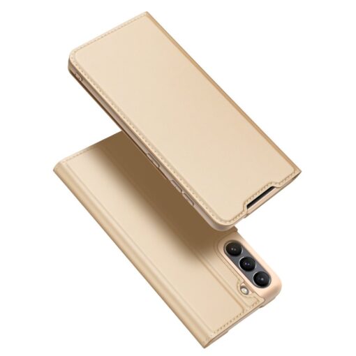 Samsung S21 FE kunstnahast kaaned kaarditaskuga DUX DUCIS Skin Pro kuldne