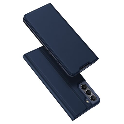 Samsung S21 FE kunstnahast kaaned kaarditaskuga DUX DUCIS Skin Pro sinine