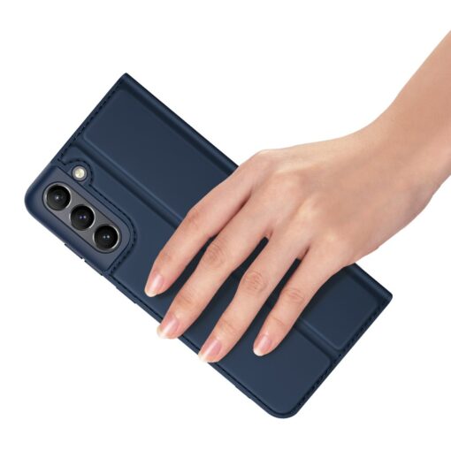 Samsung S21 FE kunstnahast kaaned kaarditaskuga DUX DUCIS Skin Pro sinine 7