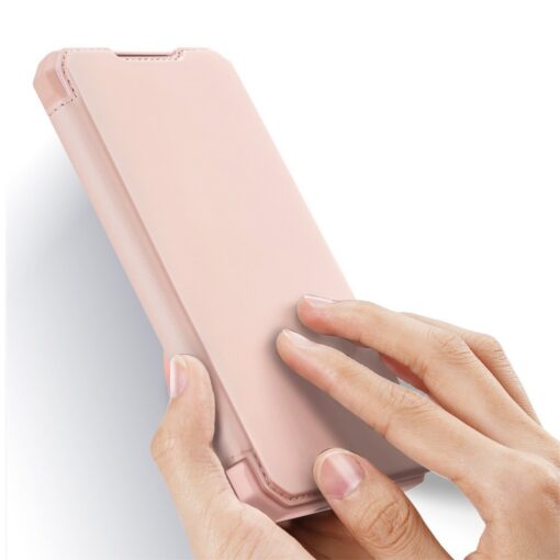 Samsung S21 FE kunstnahast kaaned kaarditaskuga DUX DUCIS Skin X roosa 1